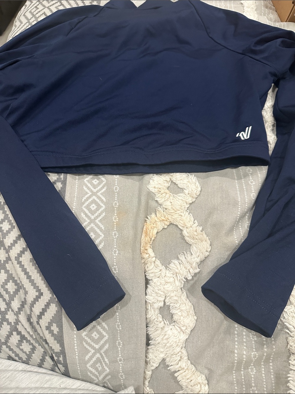 Varsity Cheerleading Navy Long Sleeve liner with V White Logo
